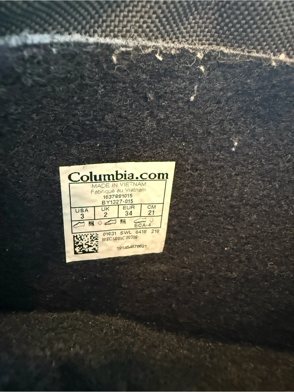 Columbia Black and Gray Camo Kids Snow Boots with Lime Accents